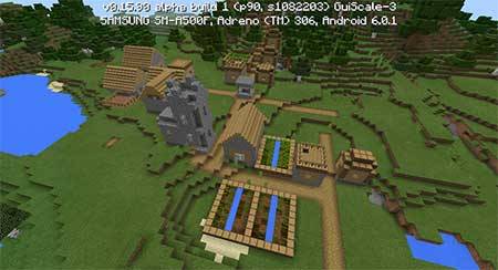 Сид с деревней у озера в Minecraft PE