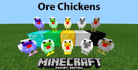Мод Ore Chickens для Minecraft PE