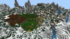 Сид на горы с деревней и особняком