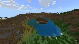 Сид на озеро с особняком